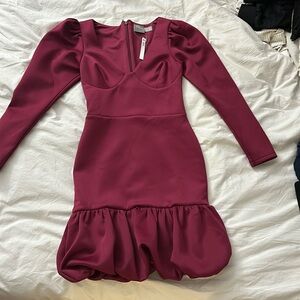 Burgundy long sleeve mini dress